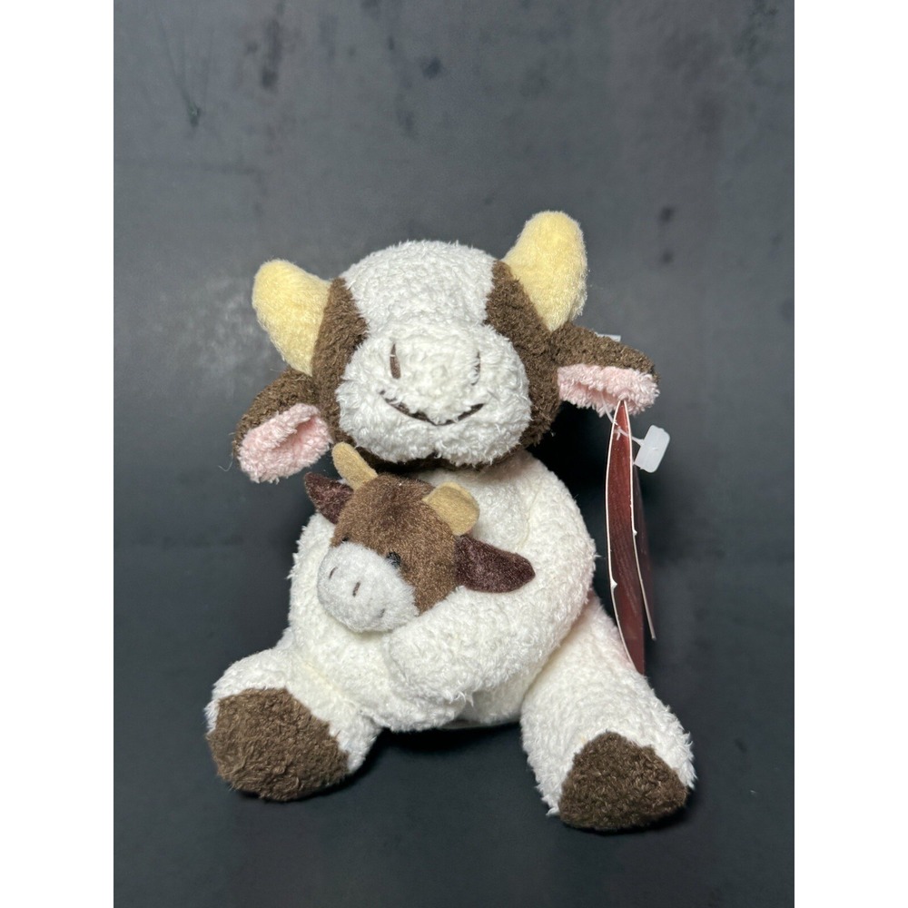 Vintage Russ Luv Pets Mother Cow and Baby Bean Bag Plush 4"